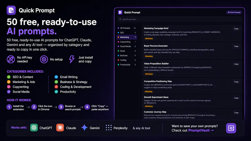Quick Prompt — Free AI Prompt Library screenshot 1