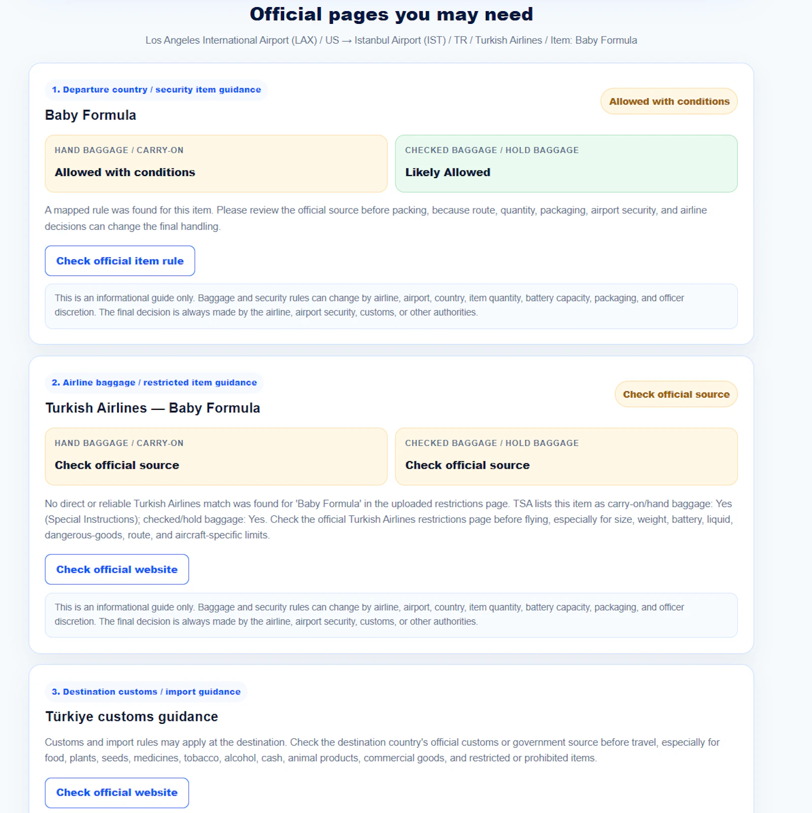 flightrulefinder.com screenshot 2