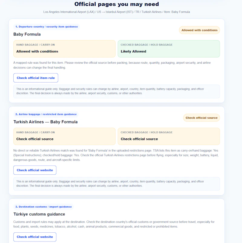 flightrulefinder.com screenshot 2