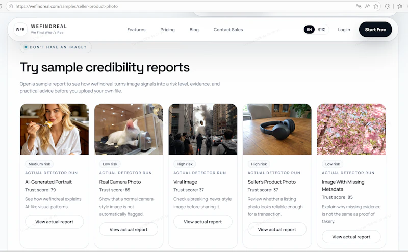 WeFindReal — AI Image Trust Checker screenshot 2