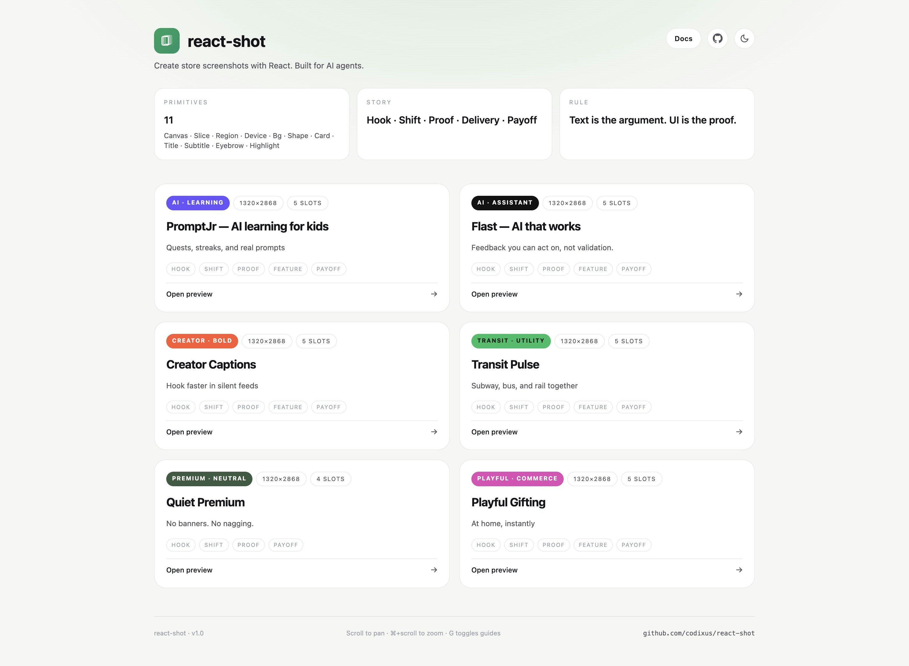 React Shot gallery image