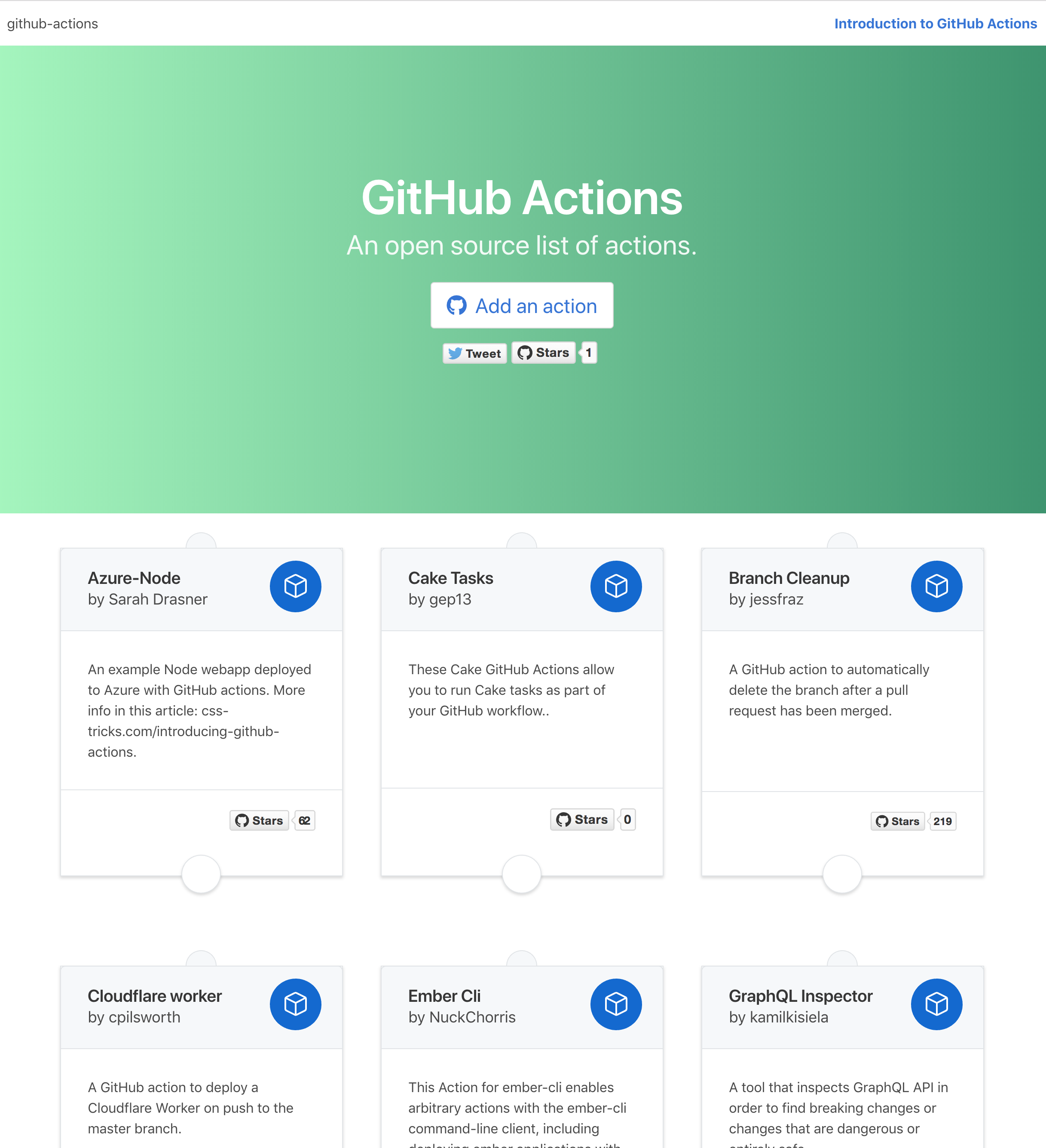 Open source list of GitHub Actions
