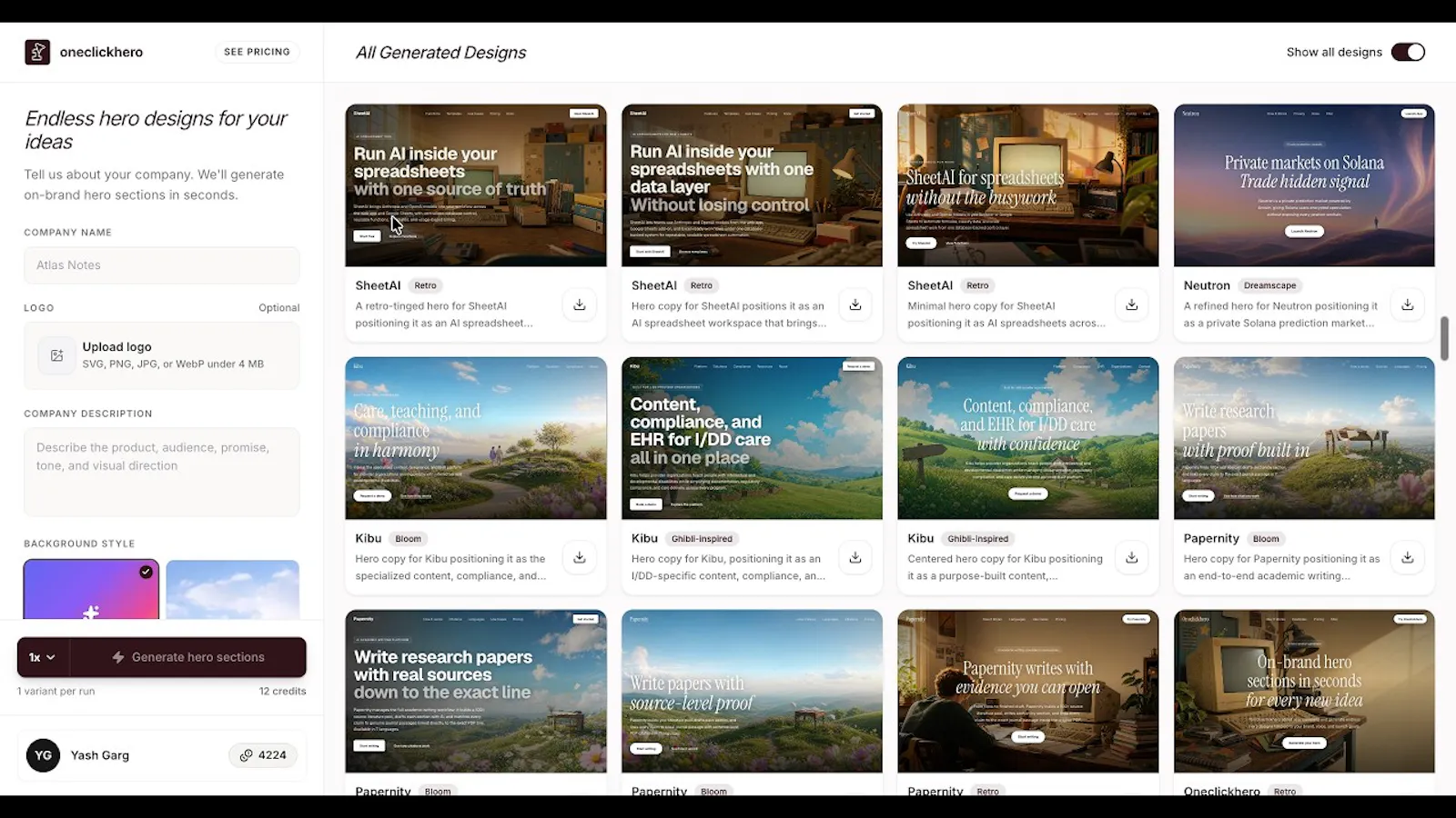 oneclickhero screenshot 1 (video preview)