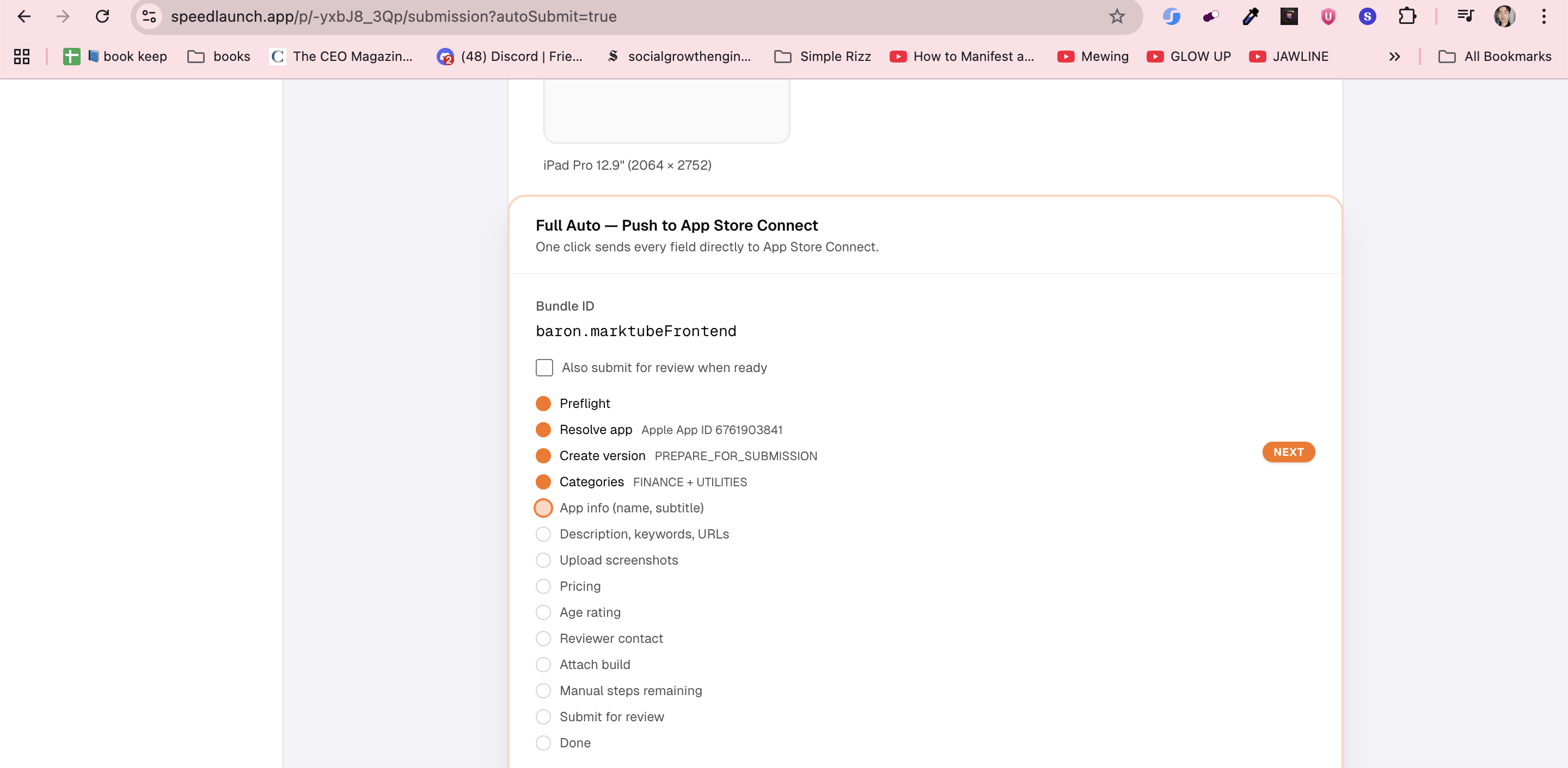 One Click App Store submissions gallery image