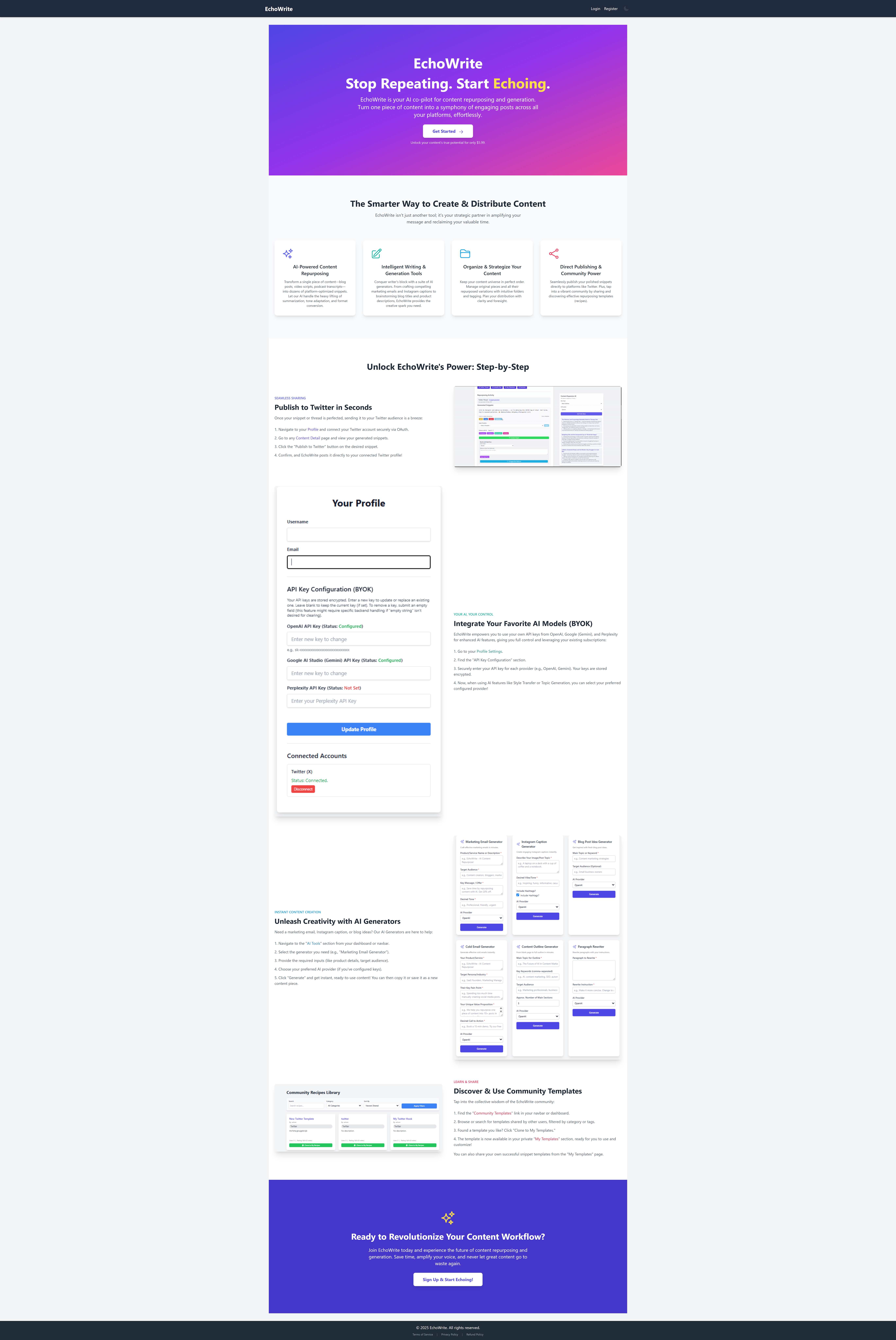 Echowrite - เขียน repurpose และเผยแพร่เนื้อหาด้วยคีย์ AI ของคุณ media 1
