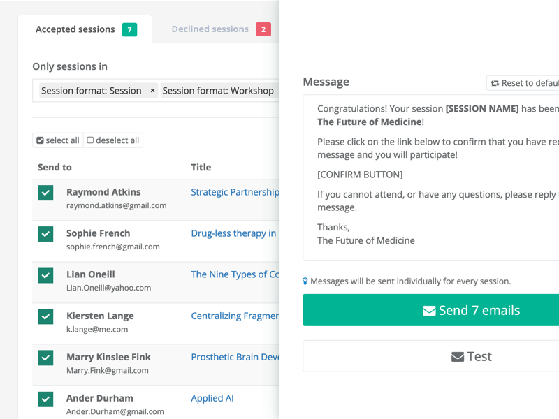 Sessionize gallery image