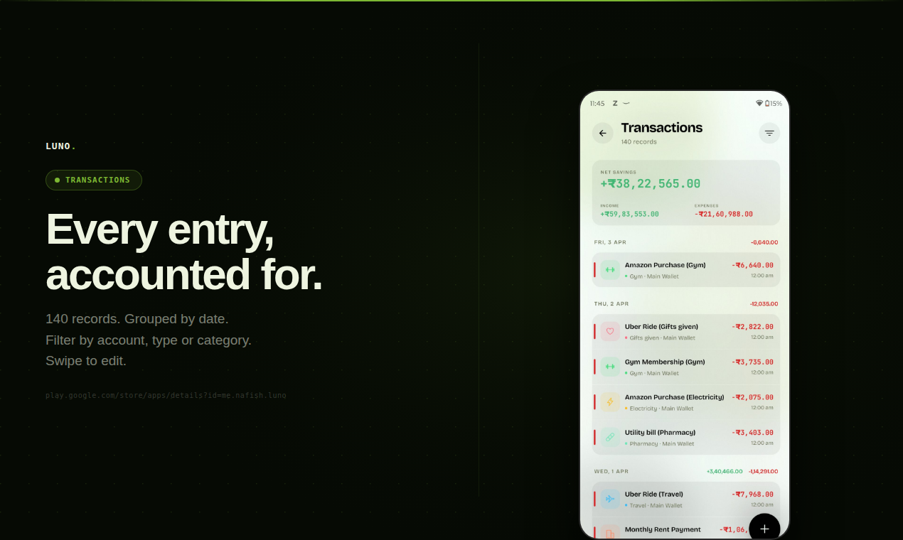 Luno — Offline Expense Tracker gallery image