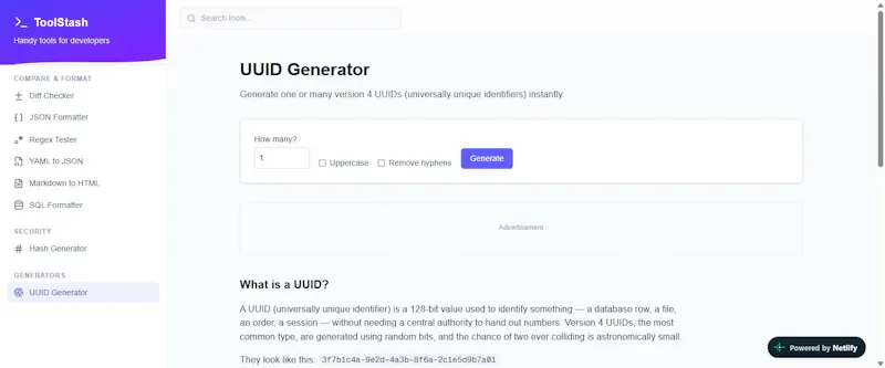 ToolStash — Free Online Developer Tools screenshot 1