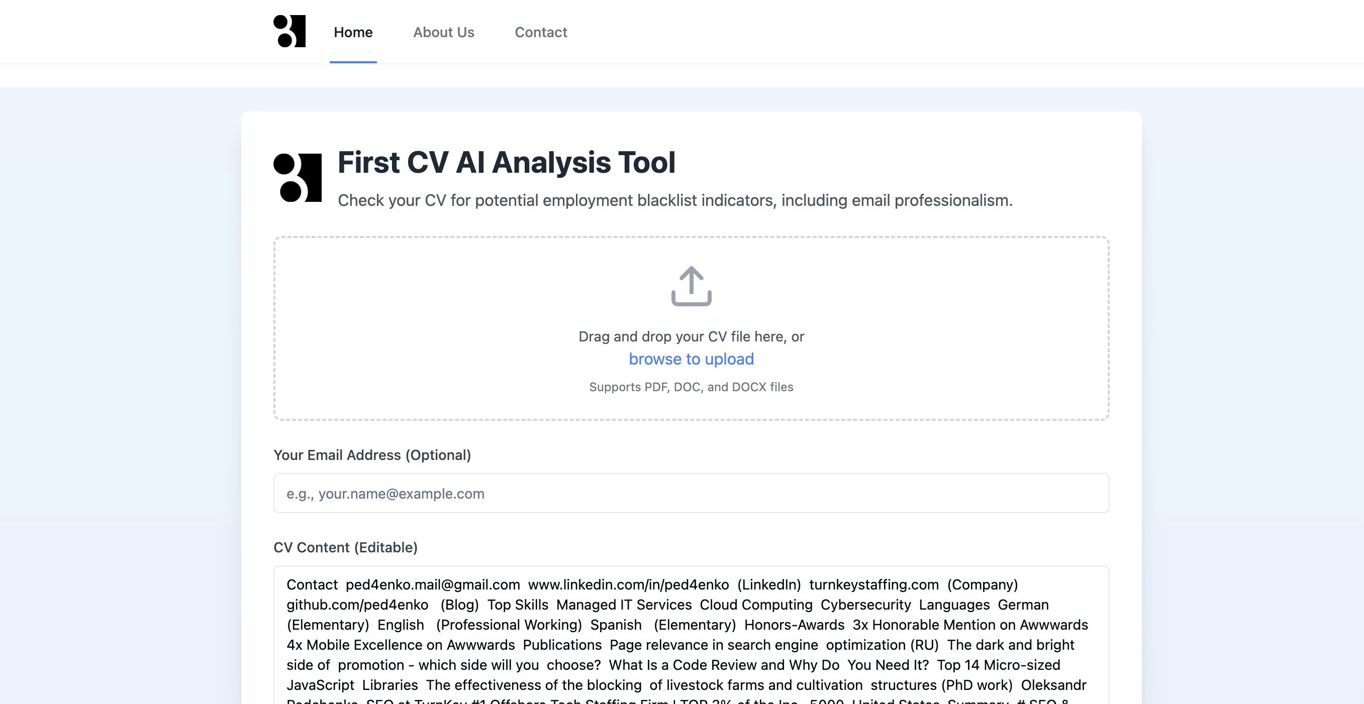 Blacklist CV AI analiz aracı - Kırmızı bayraklar veya kara liste için özgeçmişinizi kontrol edin medya 1