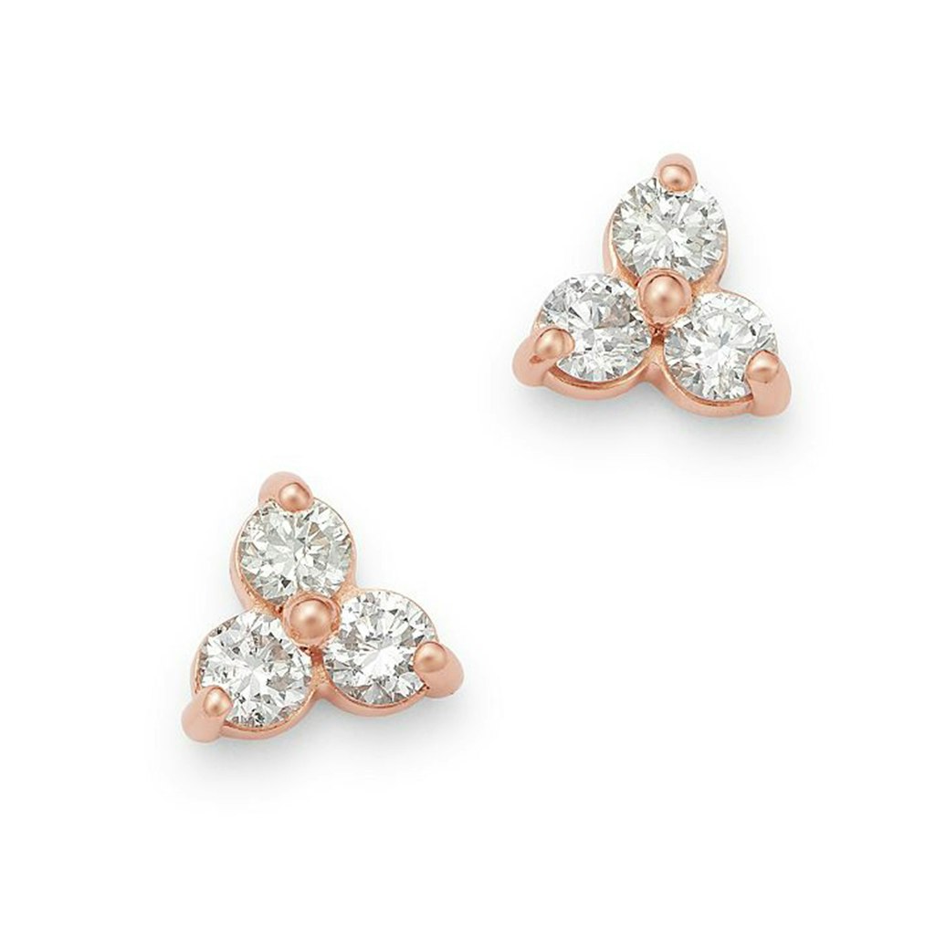 3 Stone Stud Earrings