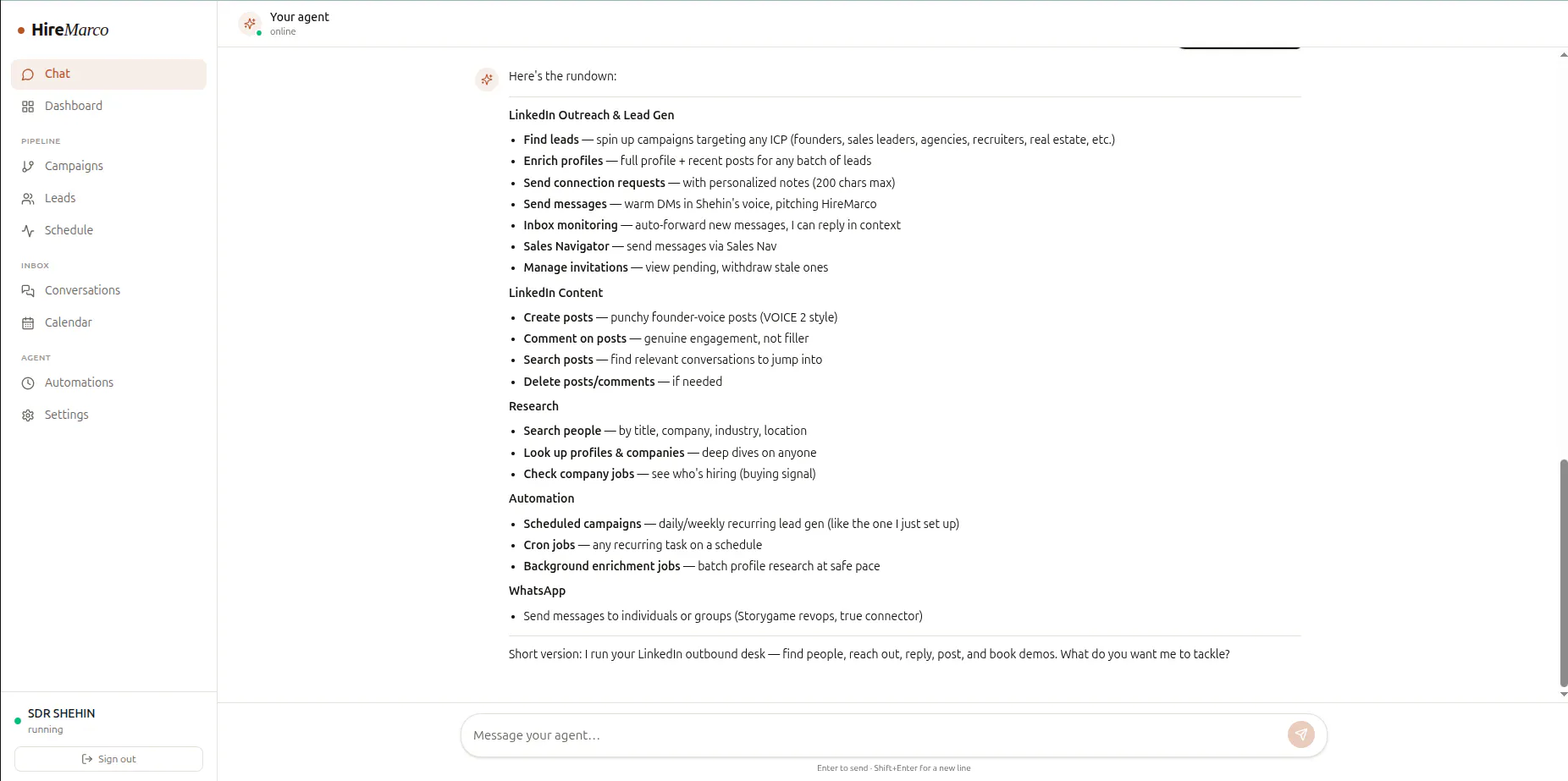 HireMarco — AI LinkedIn agent gallery image