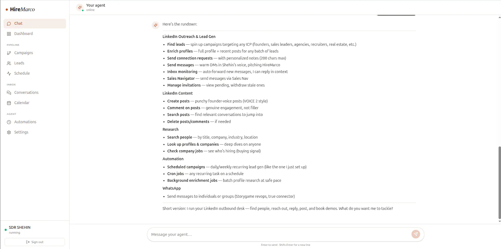 HireMarco — AI LinkedIn agent screenshot 3