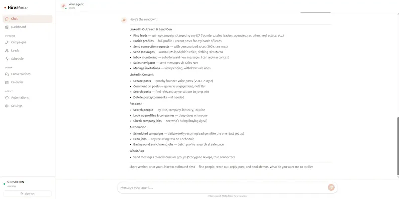 HireMarco — AI LinkedIn agent screenshot 3