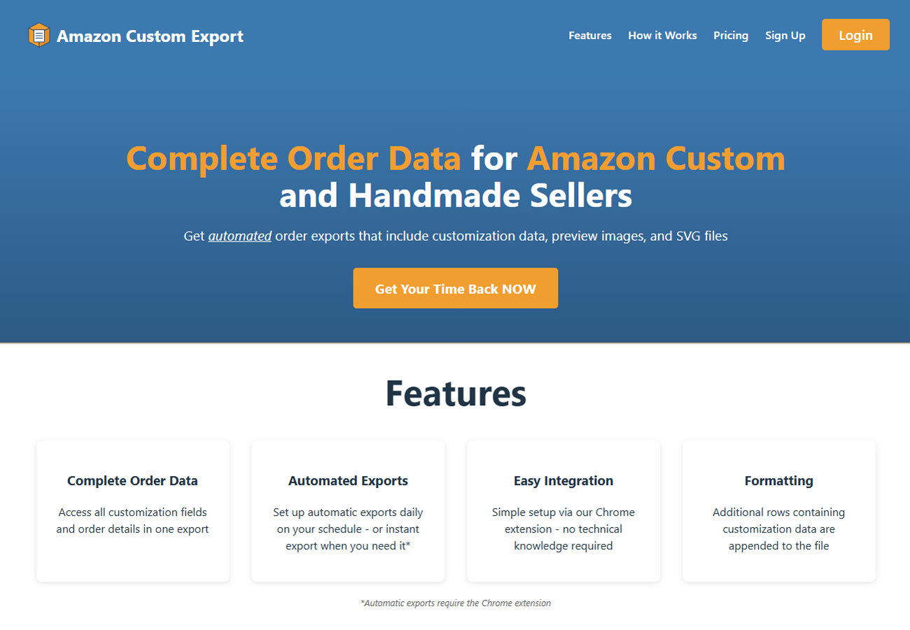 Mídia 1 de Amazon Custom Export - Dados completos do pedido para vendedores personalizados e artesanais da Amazon
