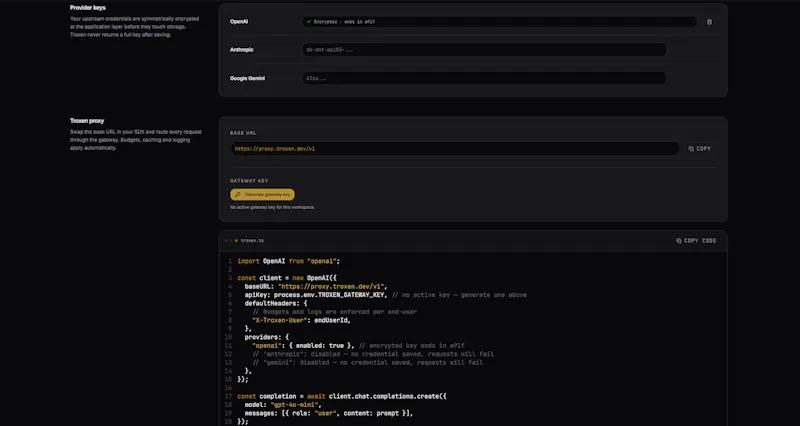 Troxen | Put a ceiling on your LLM spend screenshot 3