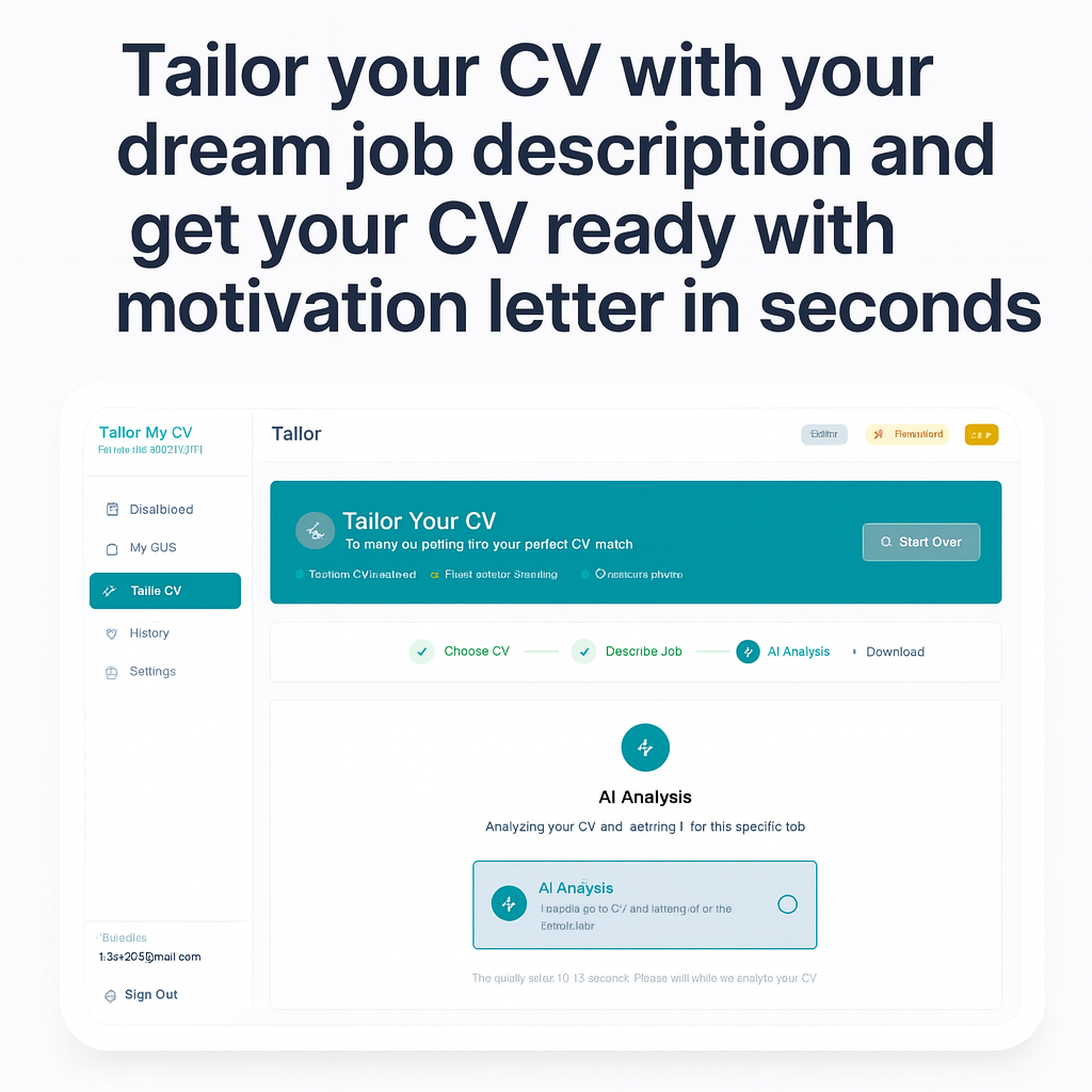 Tailor My CV - Screenshot 3 showing product features and functionality
