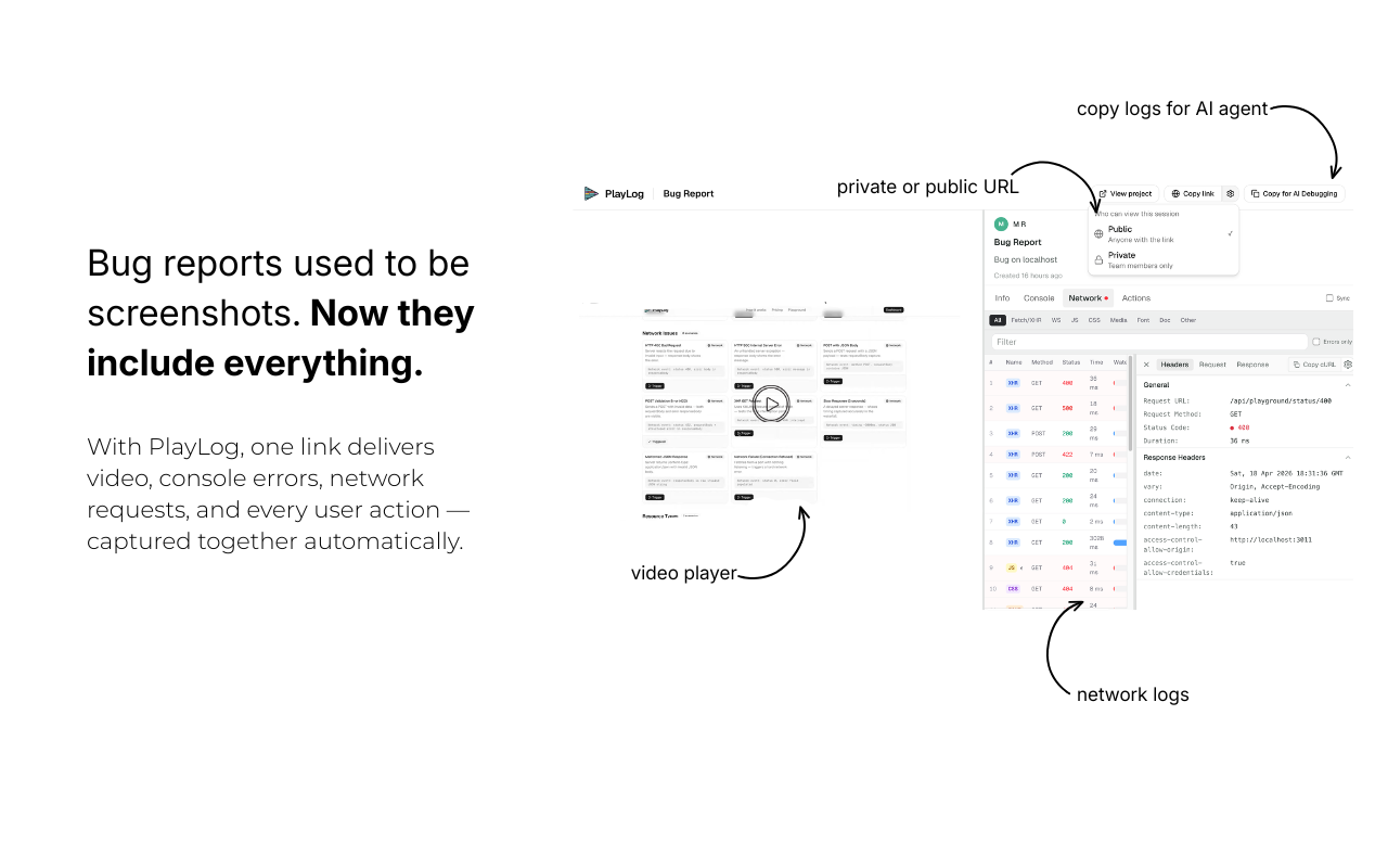 PlayLog - Automated bug reports gallery image