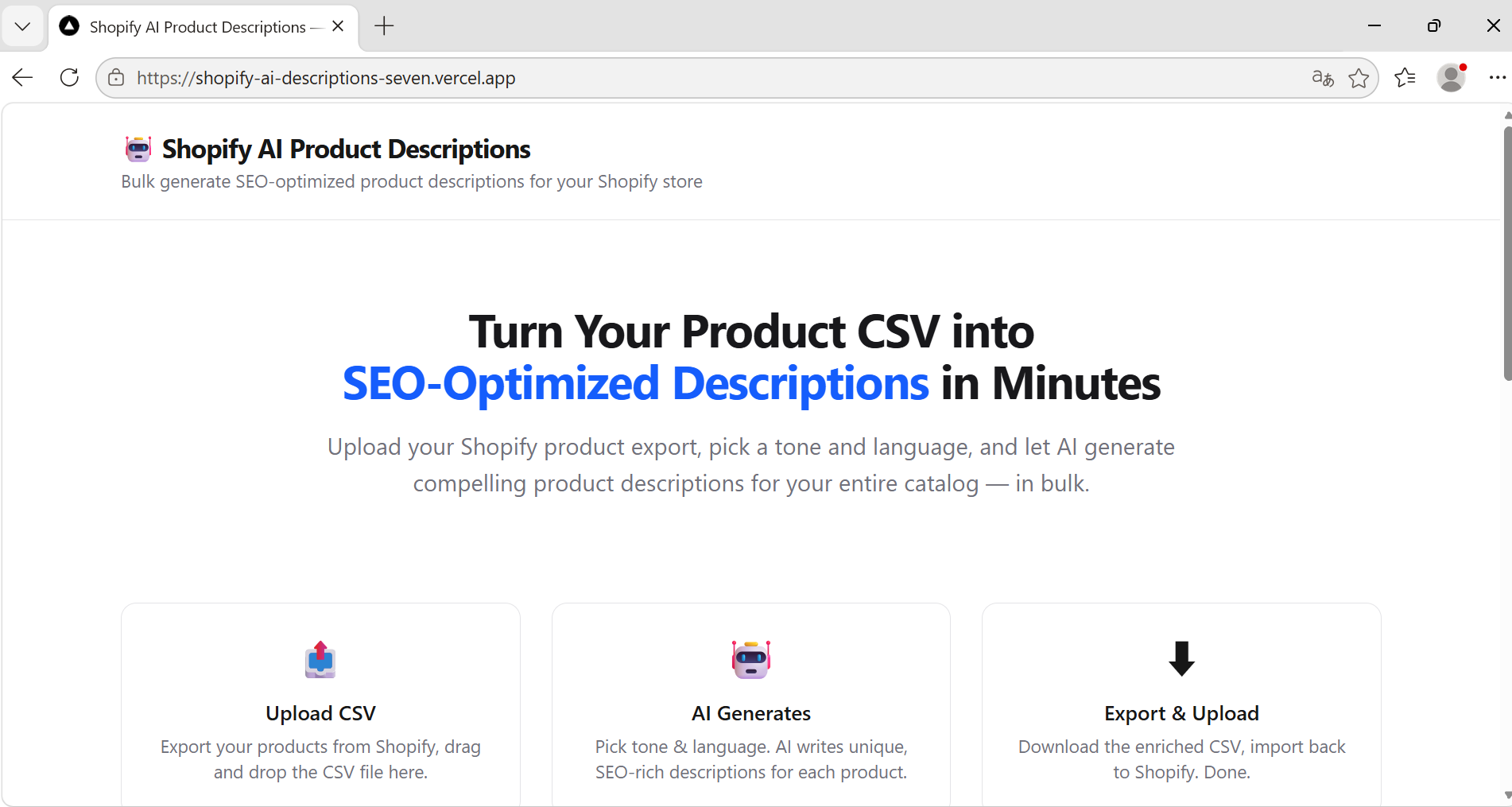 Shopify AI Product Descriptions 