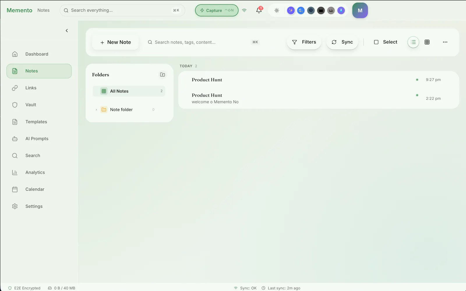 Memento screenshot 1