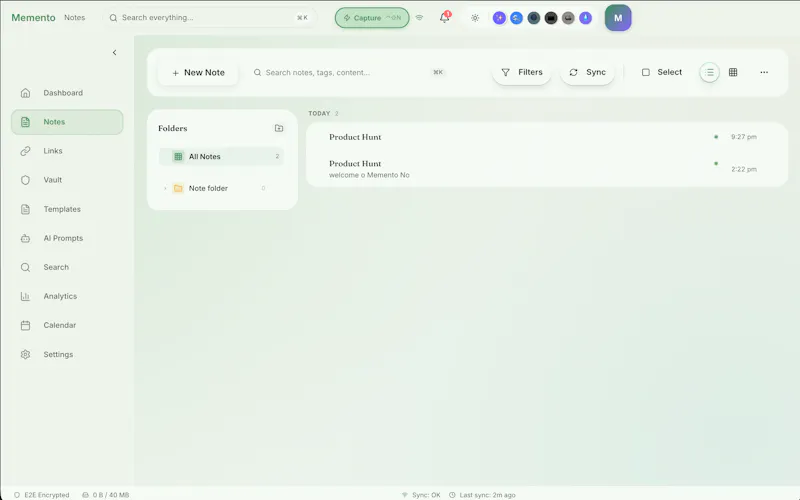 Memento screenshot 1