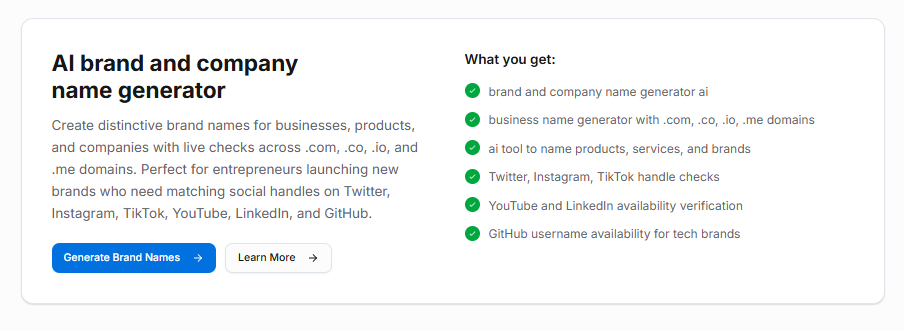NameItGenie.ai - Screenshot 4 showing product features and functionality