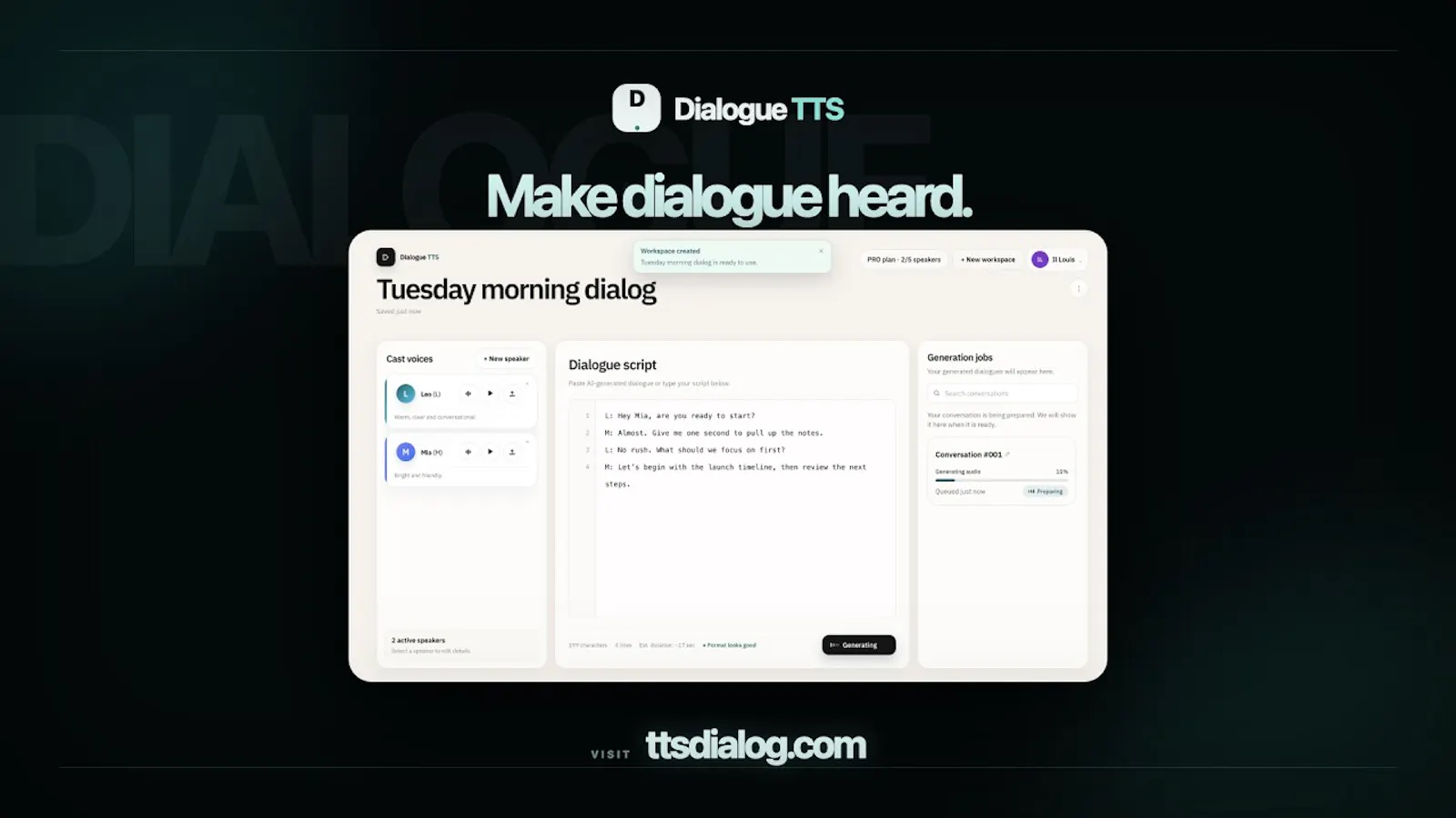 TTS Dialog screenshot 1 (video preview)