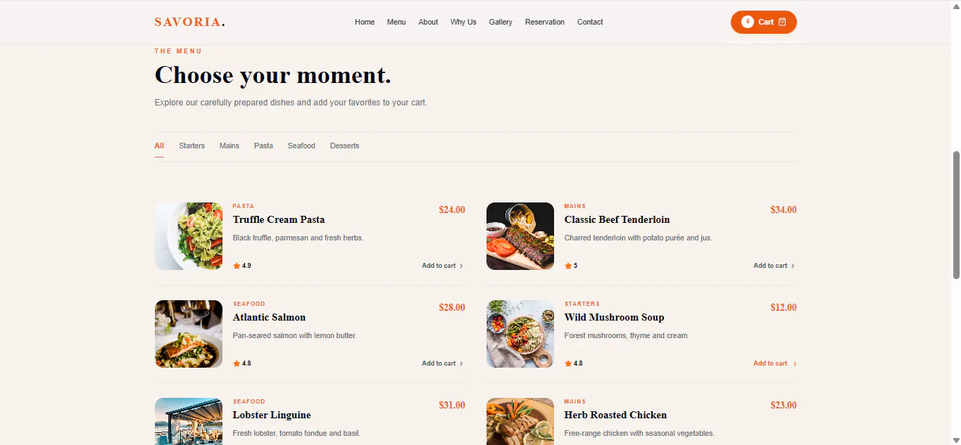 Savoria — Premium Restaurant Template gallery image
