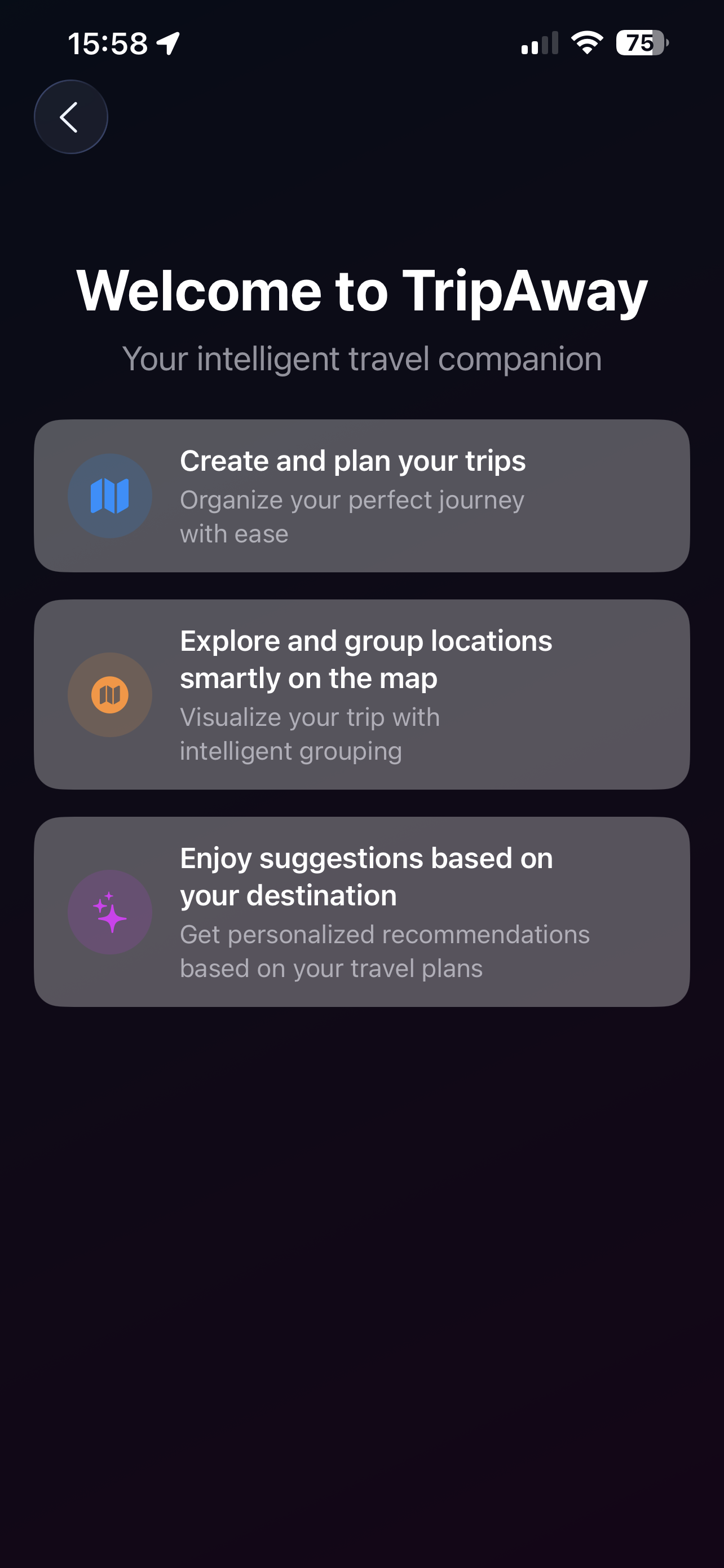 Trip Away - Main product screenshot demonstrating key features and user interface