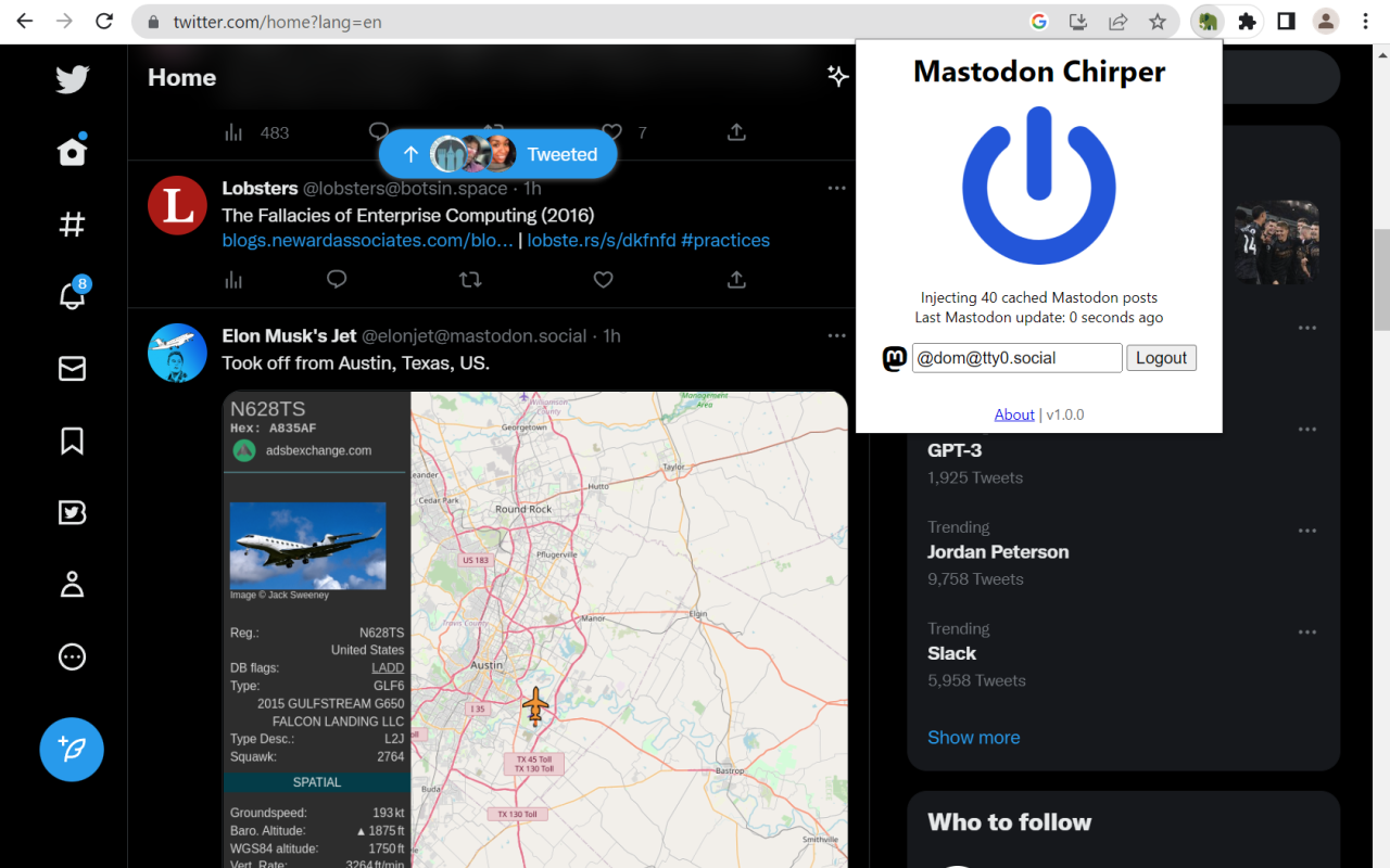 Mastodon chirper - Twitter.com 홈 타임 라인 피드에 Mastodon 게시물을 추가하십시오 미디어 2