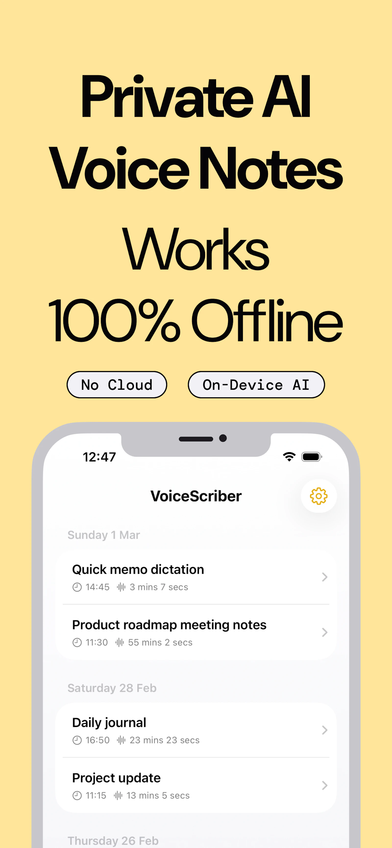 VoiceScriber AI: Offline Notes screenshot 1