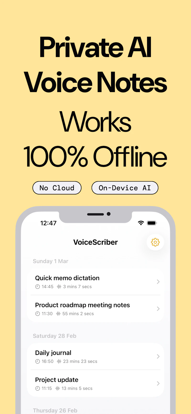 VoiceScriber AI: Offline Notes screenshot 1