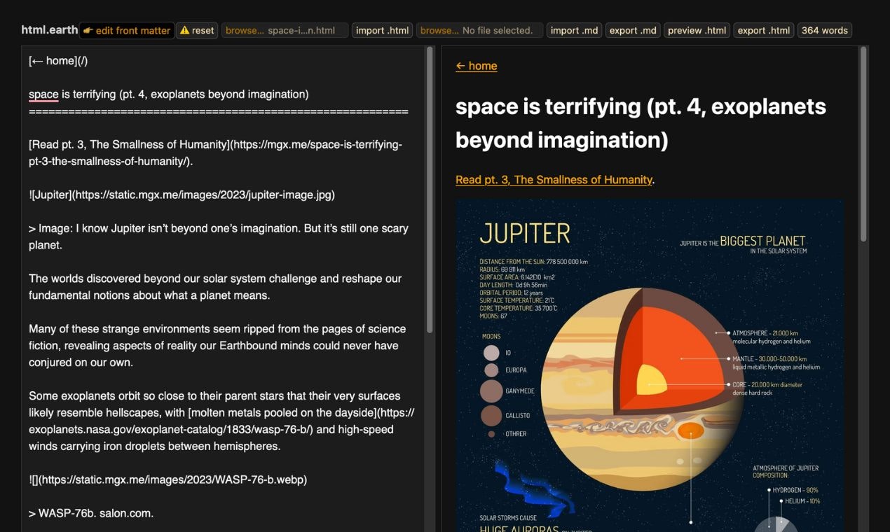 html.earth - Un piccolo generatore di siti statico per gli scrittori media 3