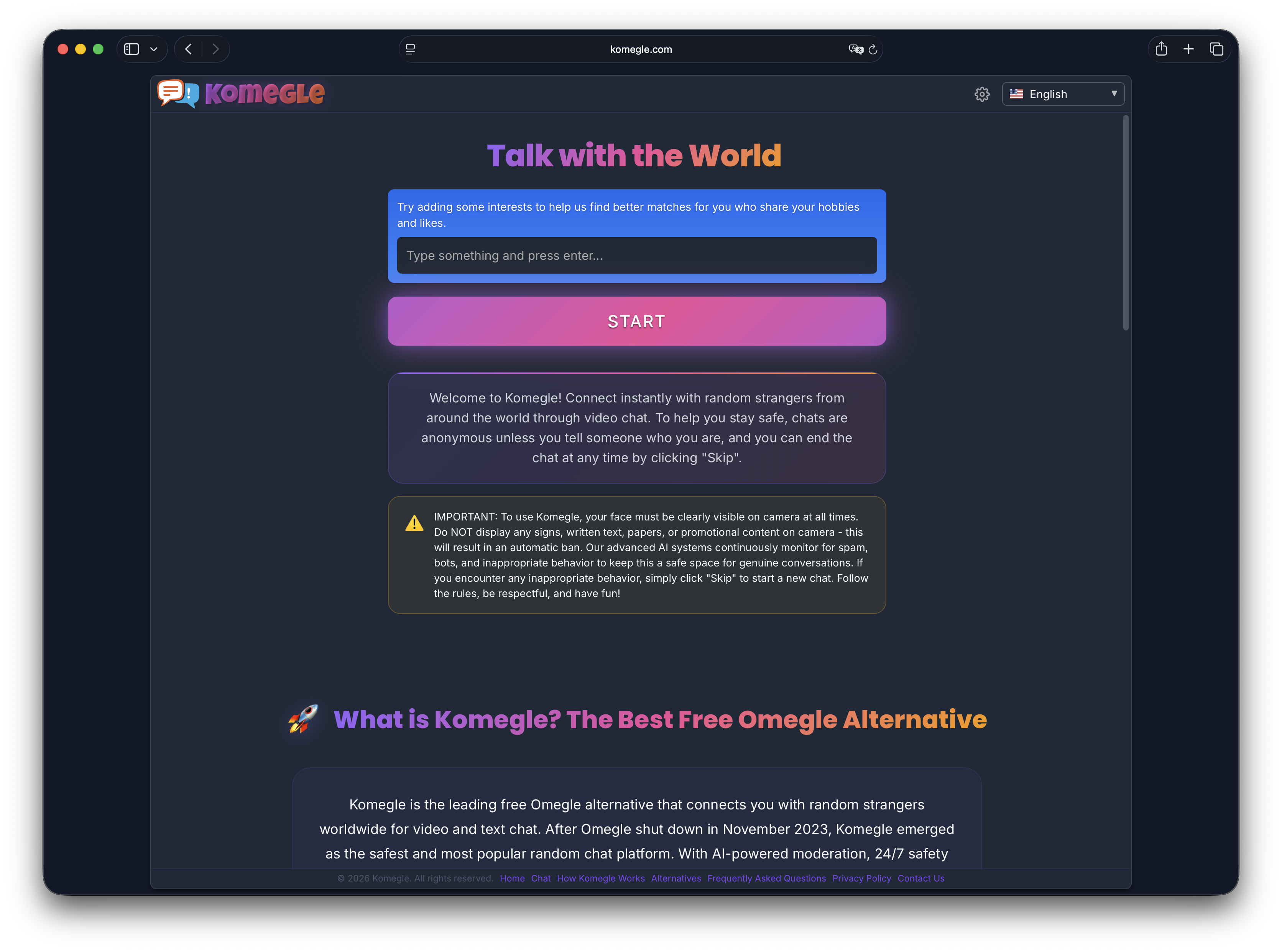 Komegle - AI-Moderated Random Video Chat gallery image