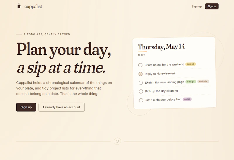 Cuppalist screenshot 2