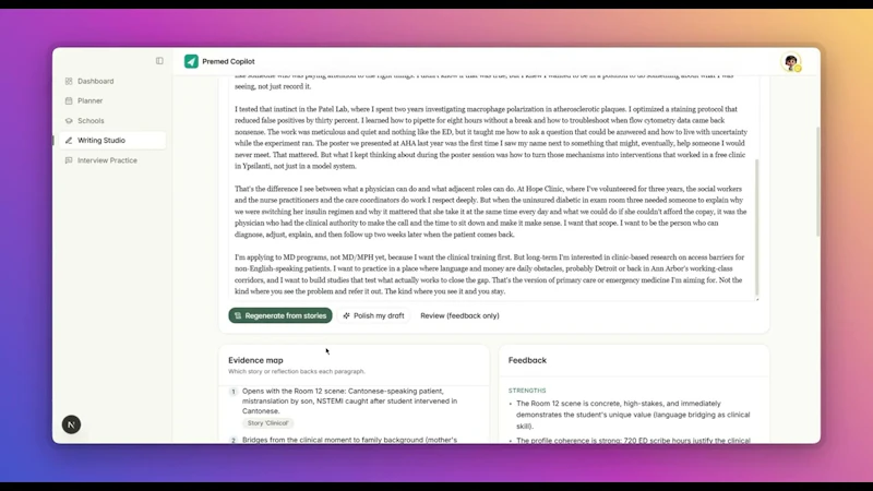 Premed Copilot screenshot 1 (video preview)