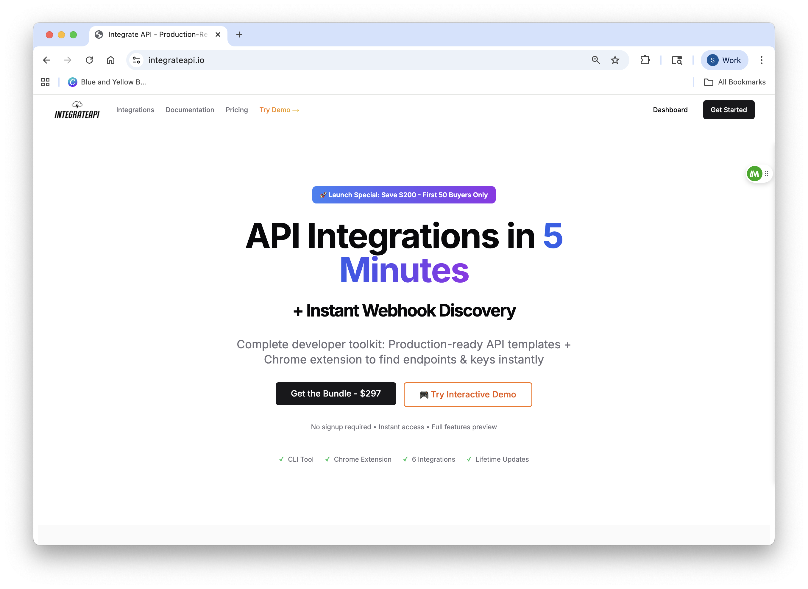 IntegrateAPI - Main screenshot showing features and interface