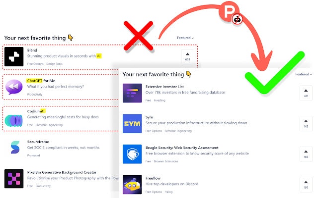 ผลิตผลโดยไม่มีผลิตภัณฑ์ AI - จะลบผลิตภัณฑ์ AI ออกจาก Producthunt โดยอัตโนมัติ media 1