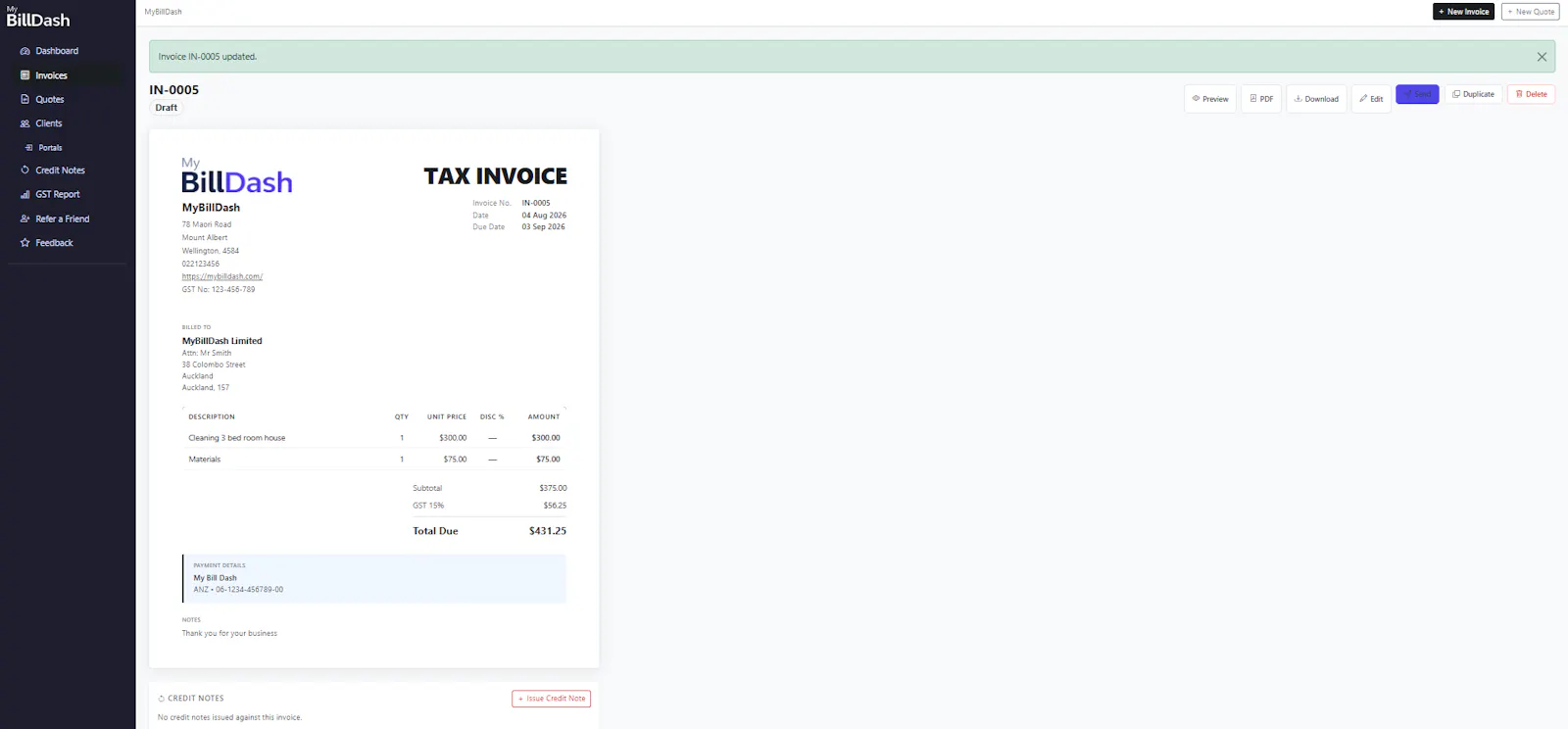 MyBillDash – Invoicing for Small Biz screenshot 3