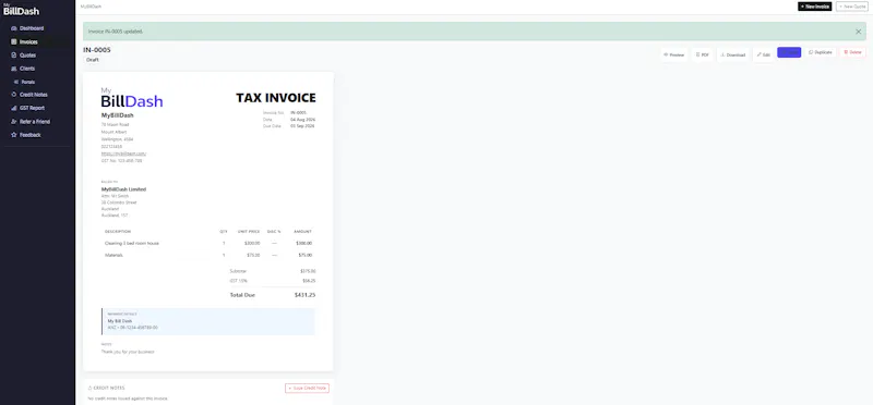 MyBillDash – Invoicing for Small Biz screenshot 3