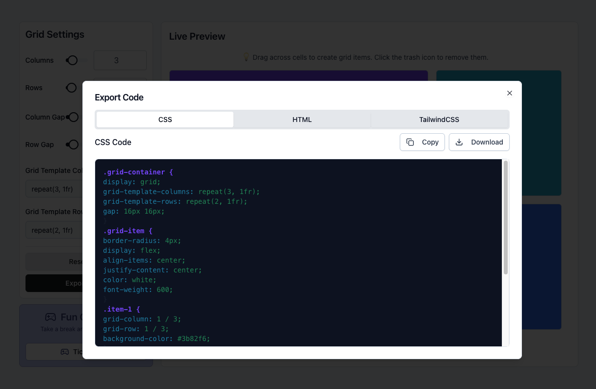 css grid generator gallery image