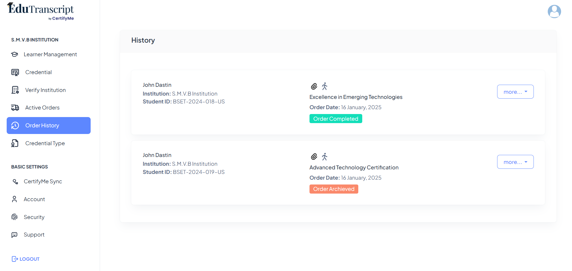 Edutranscript von CertifyMe media 2