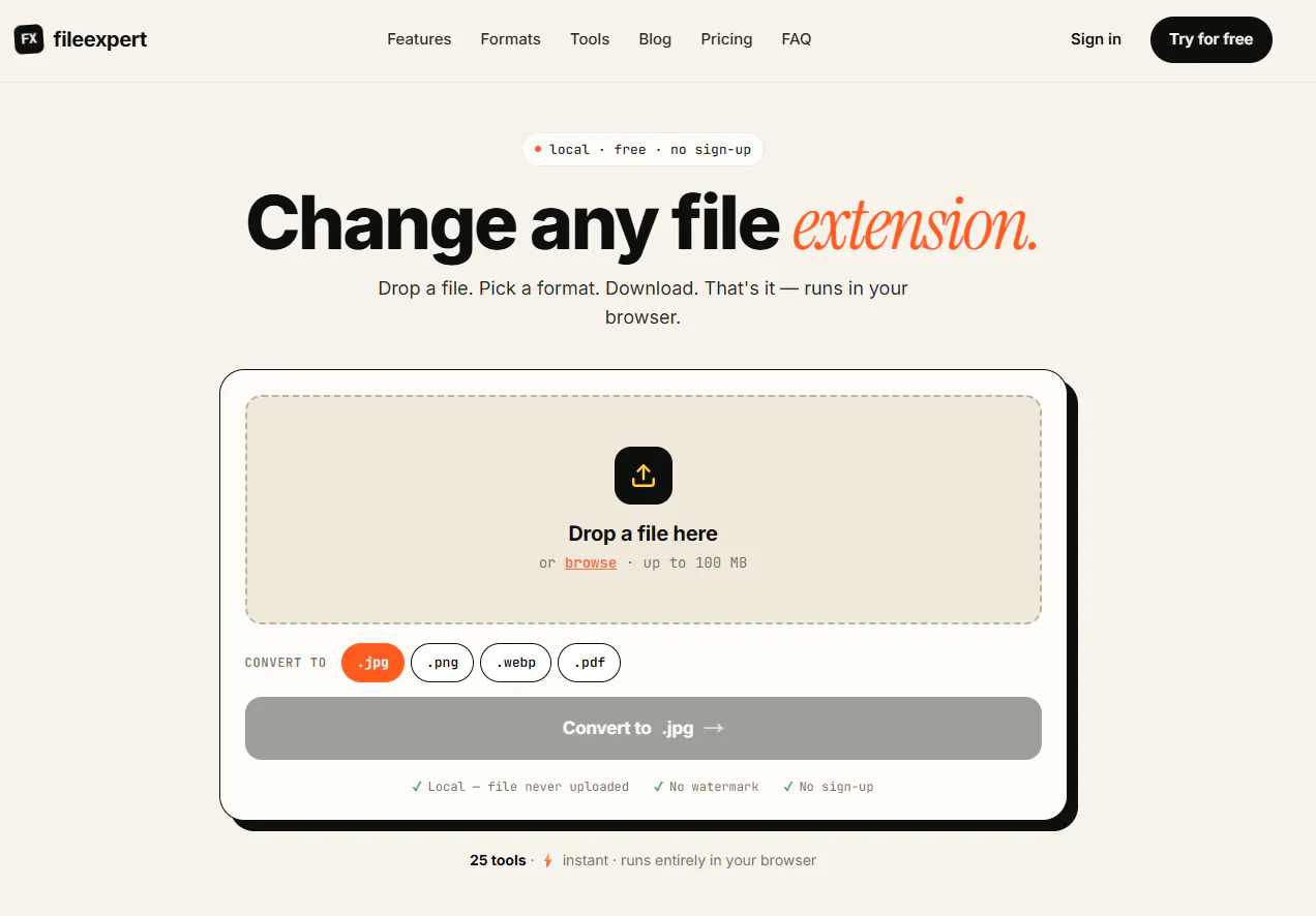 FileExpert.io — Change file extensions product banner
