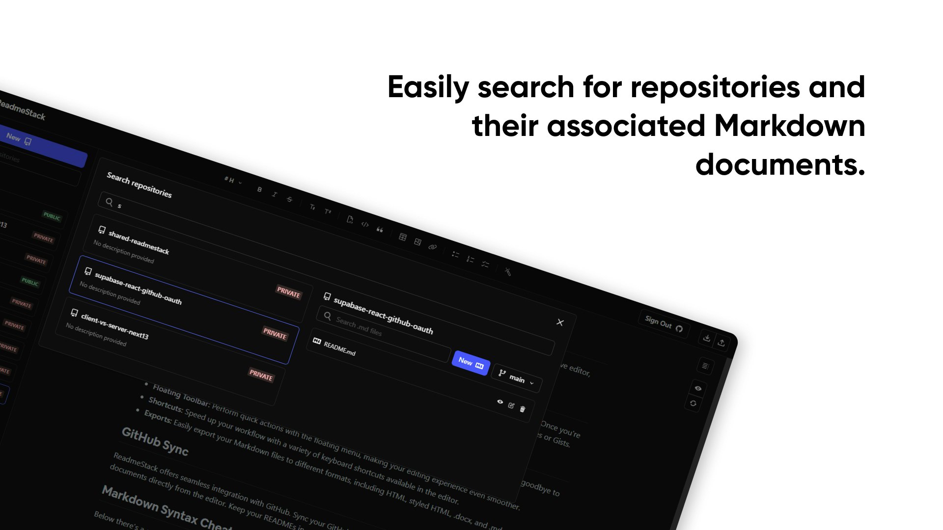 Readmestack - Gratis markdown webeditor gesynchroniseerd met GitHub media 4