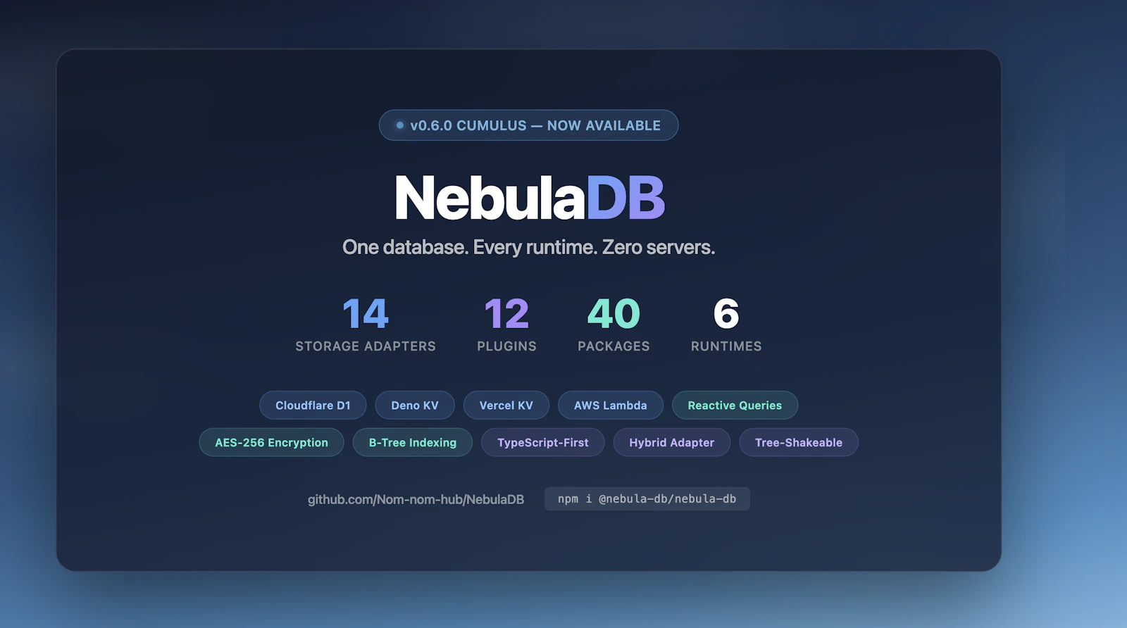 NebulaDB v0.6.0 Cumulus screenshot 1