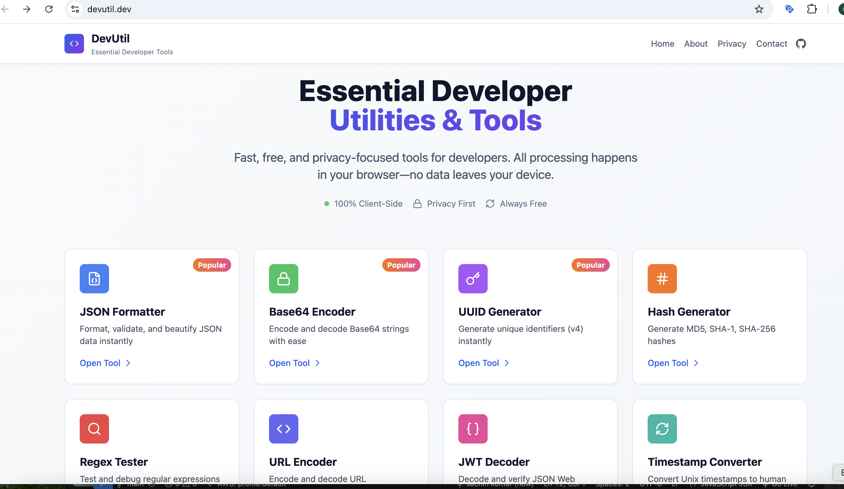 Developer Utilities - Main product screenshot demonstrating key features and user interface