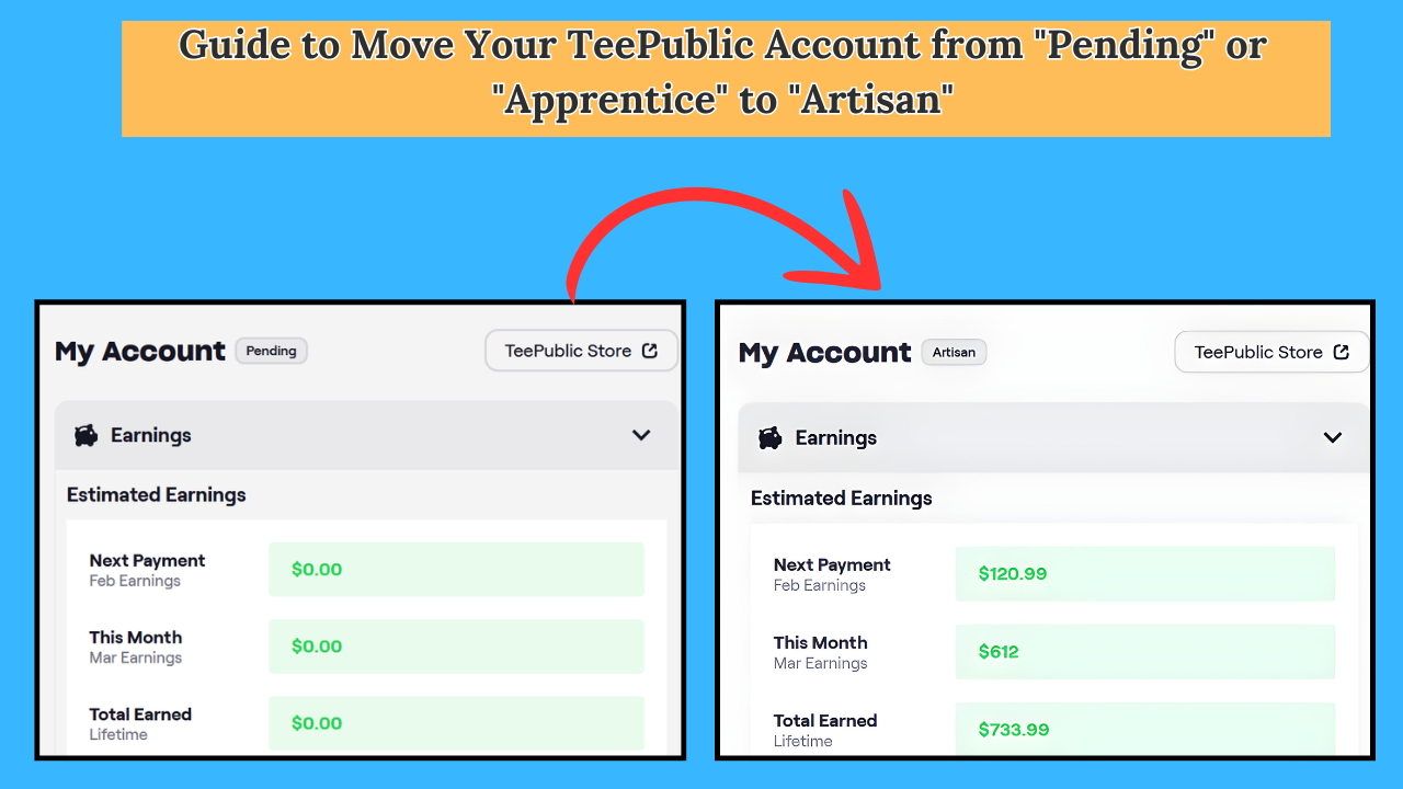 Upgrade TeePublic Account to Artisan