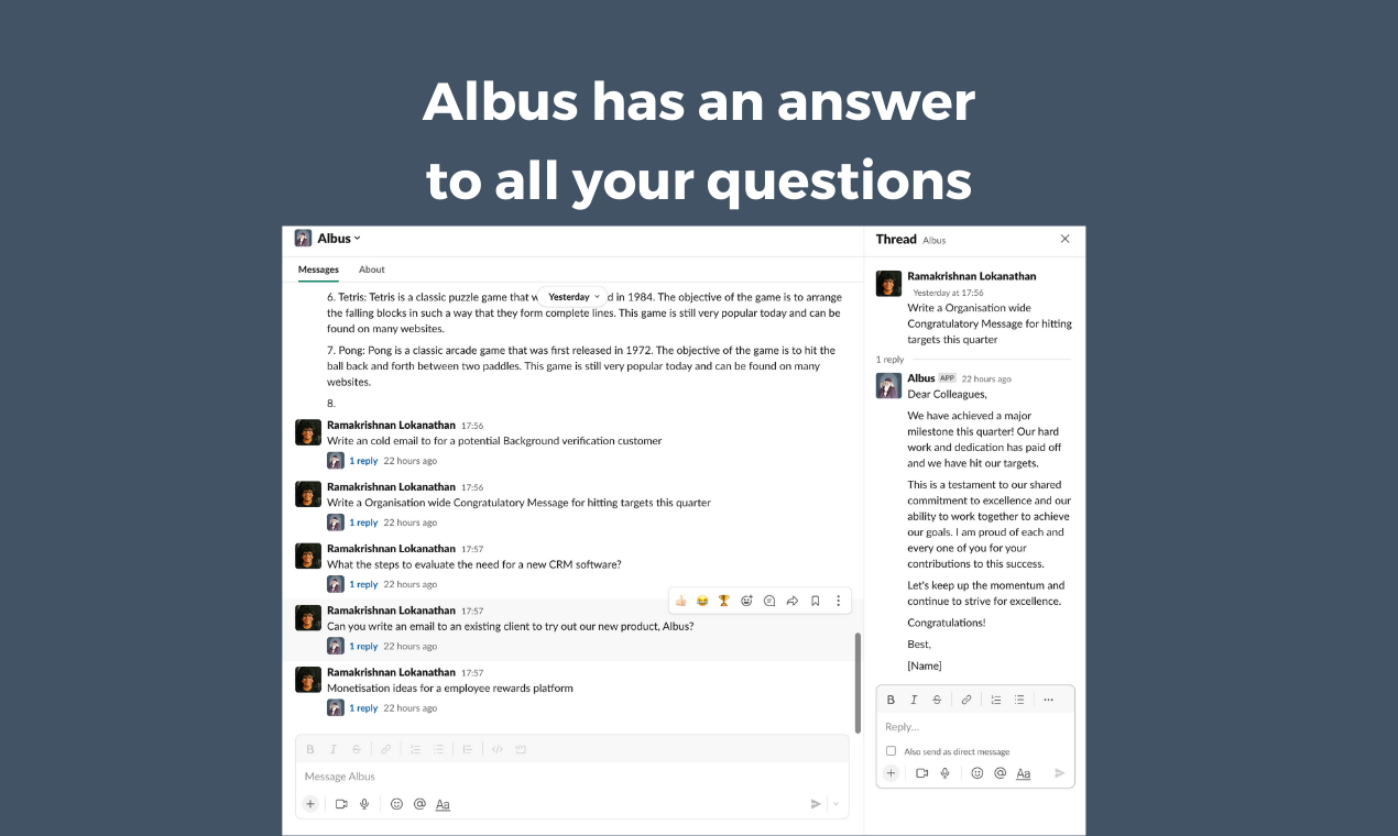 Альбус - Ваш личный товарищ по команде AI с питанием GPT-3 внутри Slack медиа 3