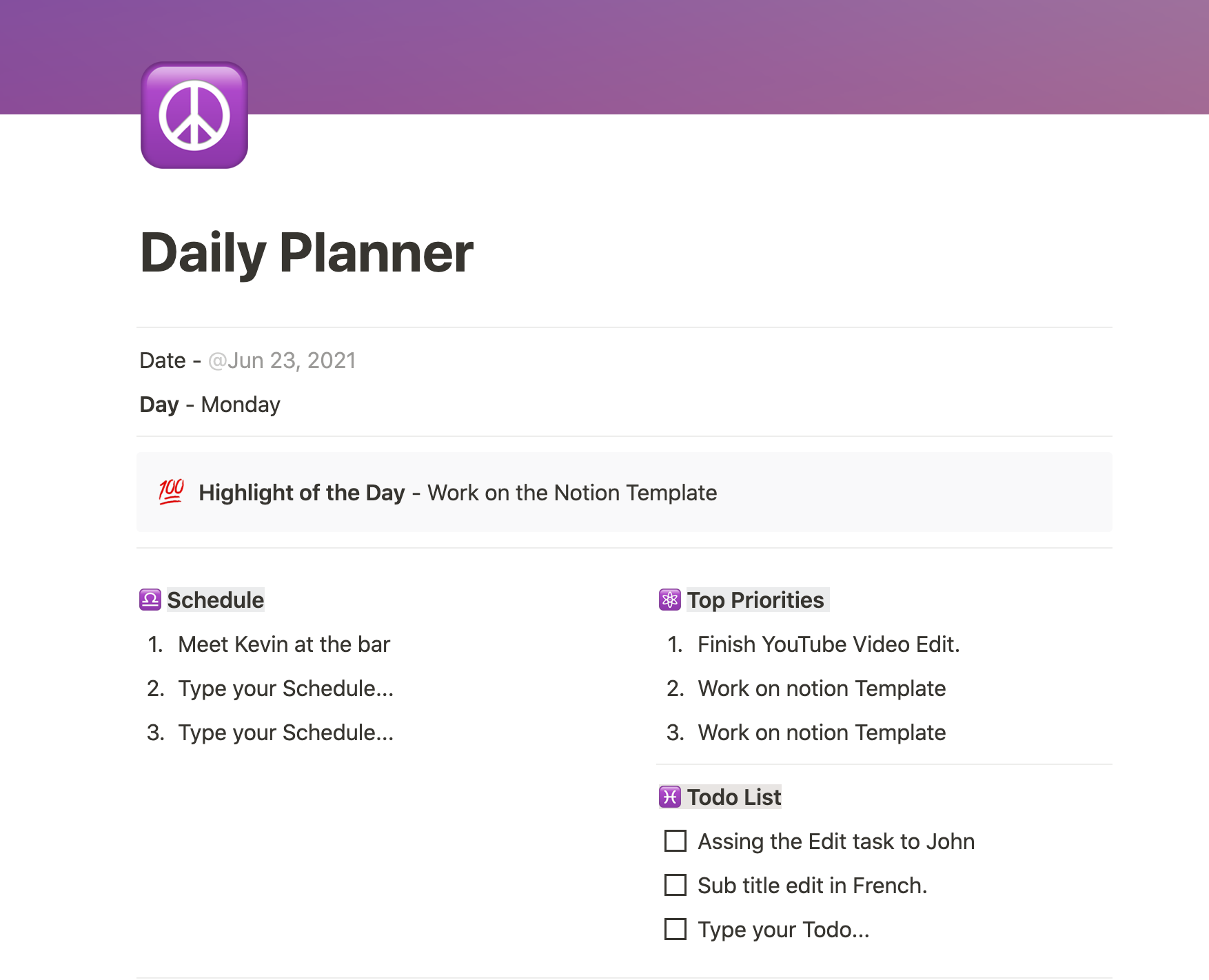Awesome Daily Planner (Notion Template) gallery image