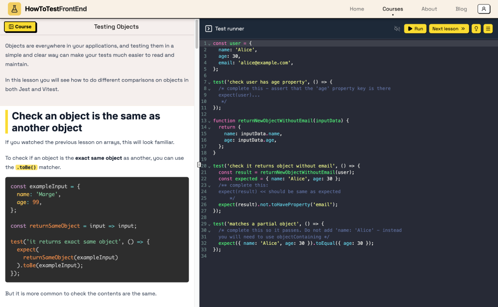 Free Vitest course (How to Test FE) gallery image