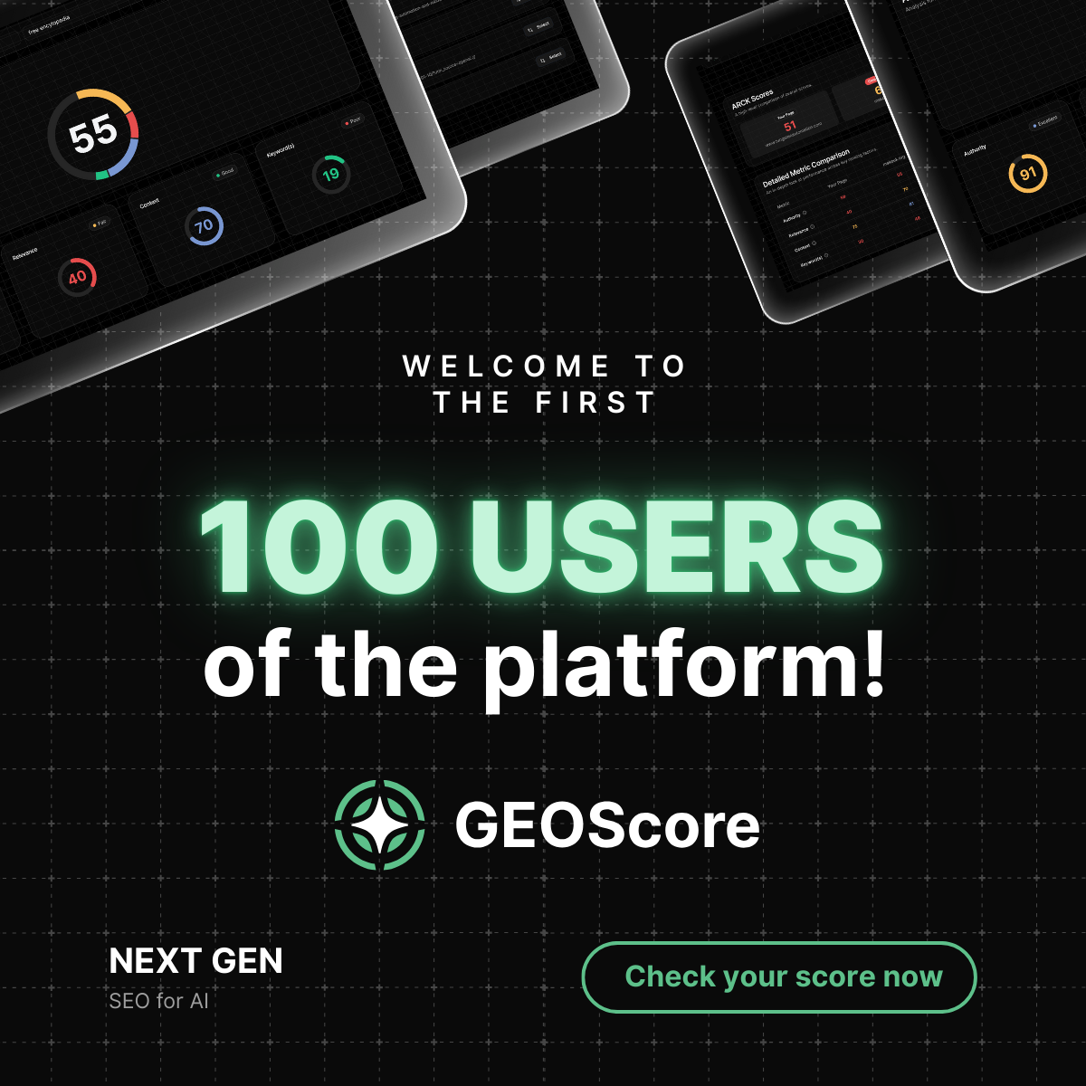 GEOScore - Main product screenshot demonstrating key features and user interface